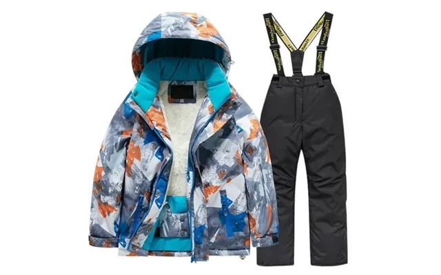 Kids Lined Ski Jacket Pants Set Windbroof Snowboarding Rain Coats Girls Boys Winter Warm Snow Suits Lovely Outwear product image
