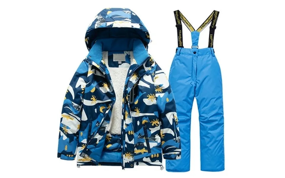 Kids Lined Ski Jacket Pants Set Windbroof Snowboarding Rain Coats Girls Boys Winter Warm Snow Suits Lovely Outwear