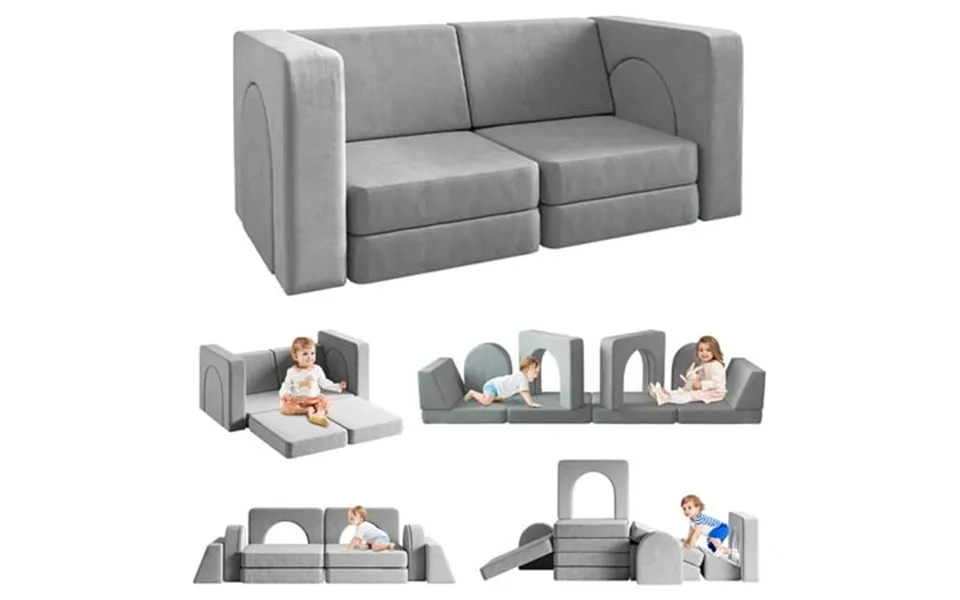 Kids Sofa Couch 10pcs Linor Modular Toddler Couch For Playroom Dutch Velvet Multifunctional Play Couch Sofa For Kids Gra