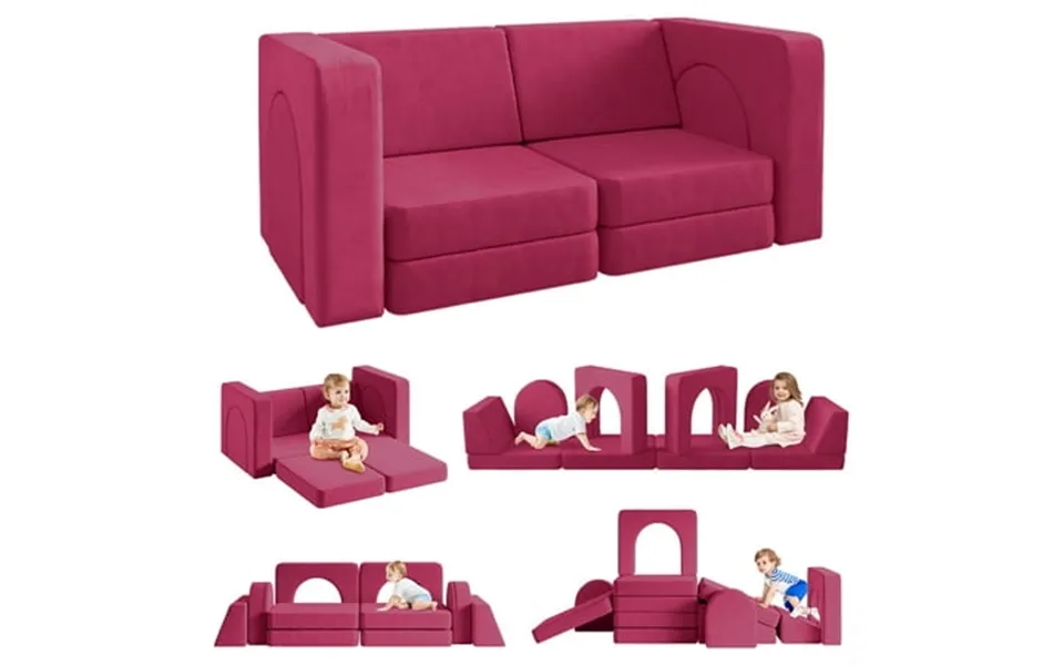 Kids Sofa Couch 10pcs Linor Modular Toddler Couch For Playroom Dutch Velvet Multifunctional Play Couch Sofa For Kids Ros