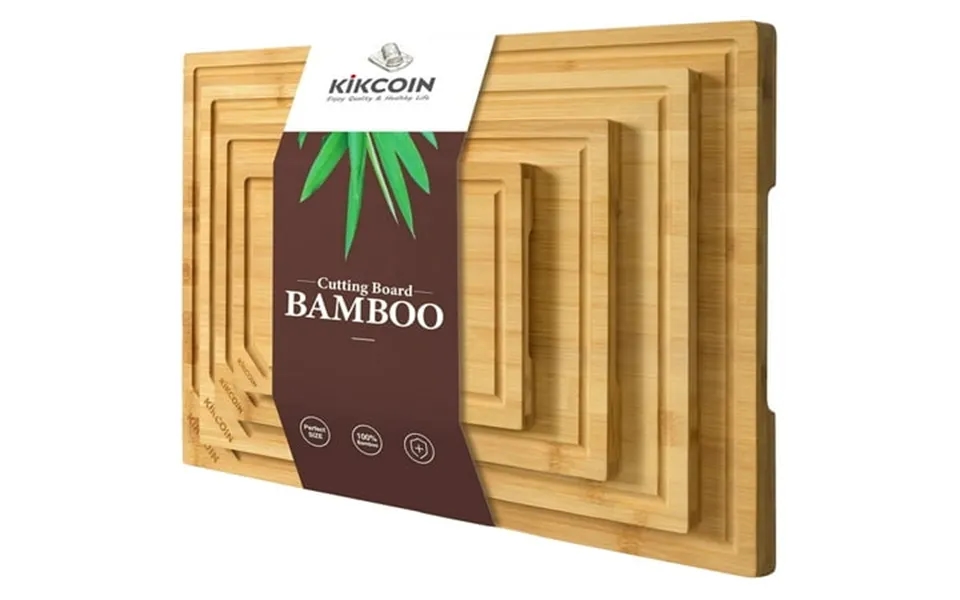 Kikcoin Cutting Board 4 Pcs Extra Large Bamboo Cutting Boards For Kitchen Wood Serving Tray With Juice Groove