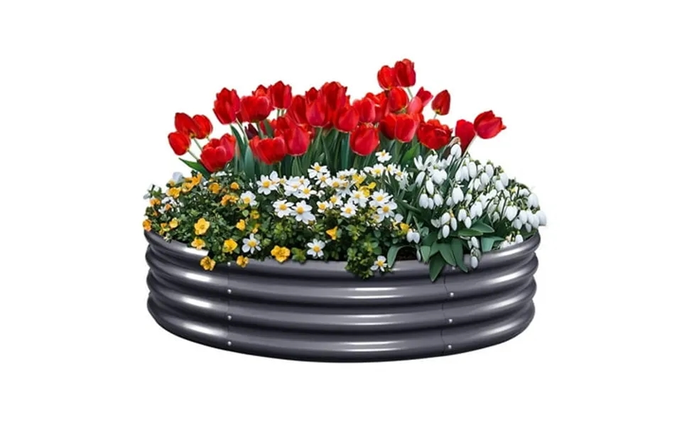 King Bird 4x4x1 Ft Raised Garden Bed Galvanized Steel Planter Garden Box For Outdoor Gardening Vegetables Flowers Round