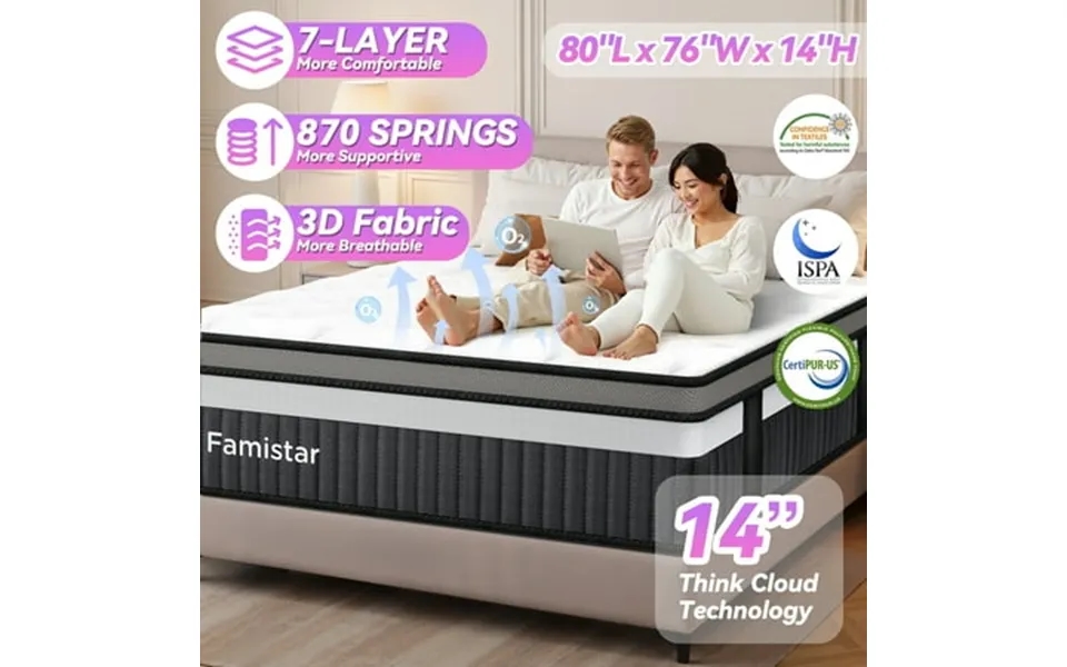 King Mattress Famistar 14 Inch Memory Foam Mattress King Size Innerspring Hybrid King Bed Mattress In A Box Medium Firm
