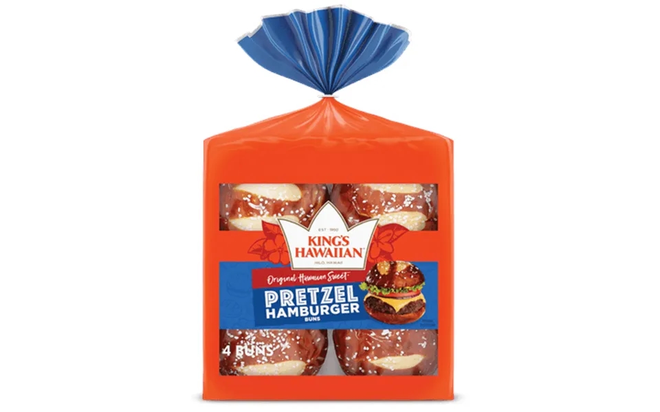 King S Hawaiian Pretzel Hamburger Buns 4 Count 10.5 Oz Pack Of 6