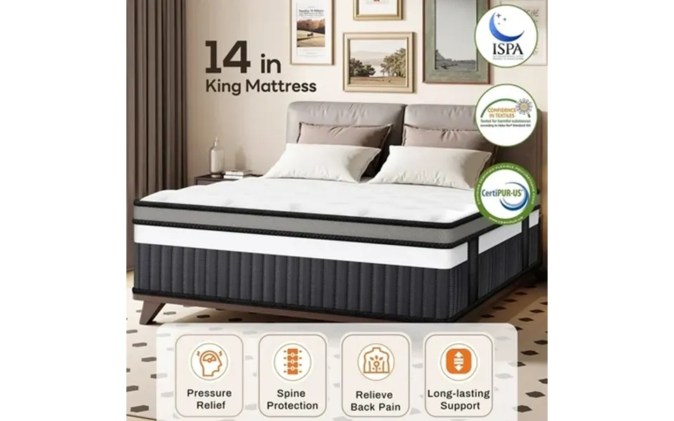 King Size Mattress 14in Gel Memory Foam Mattress For Cooling Sleep And Pressure Relief King Size Hybrid Mattress In A Bo