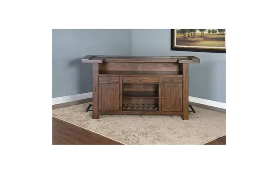 Kingfisher Lane 78 Farmhouse Wood Bar Unit In Medium Brown