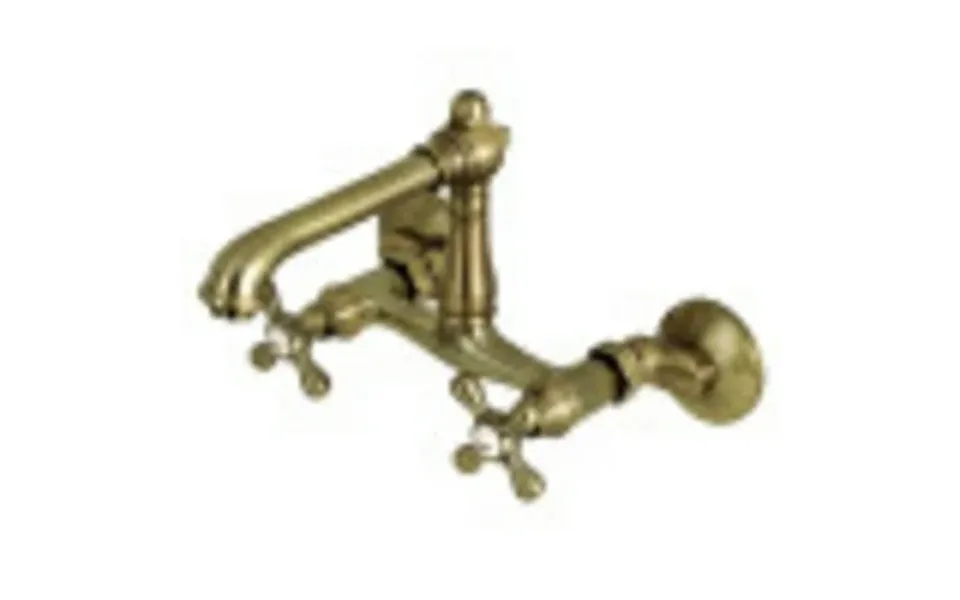Kingston Brass English Country 6-inch Adjustable Center Wall Mount Kitchen Faucet Antique Brass