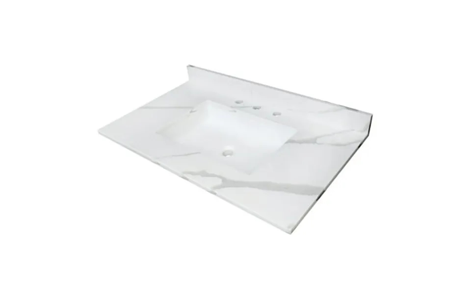 Kingston Brass Kvpb3722l38sq Montesquieu 37 X 22 Solid Surface Vanity Top With Rectangular Sink 8 Faucet Drillings Calac