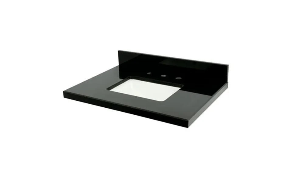 Kingston Brass Kvpk3022k38sq Templeton 30 X 22 Black Granite Vanity Top With Rectangular Sink 8 Faucet Drillings Black W