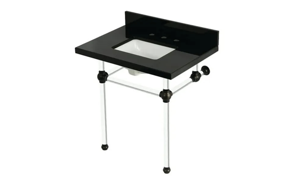 Kingston Brass Kvpk3030kasq5 Templeton 30 Black Granite Console Sink With Acrylic Legs 8-inch 3-hole Black Granite Oil R