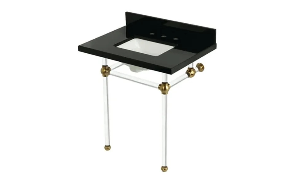 Kingston Brass Kvpk30kasq7 Templeton 30 Black Granite Console Sink With Acrylic Legs 8-inch 3-hole Black Granite Brushed