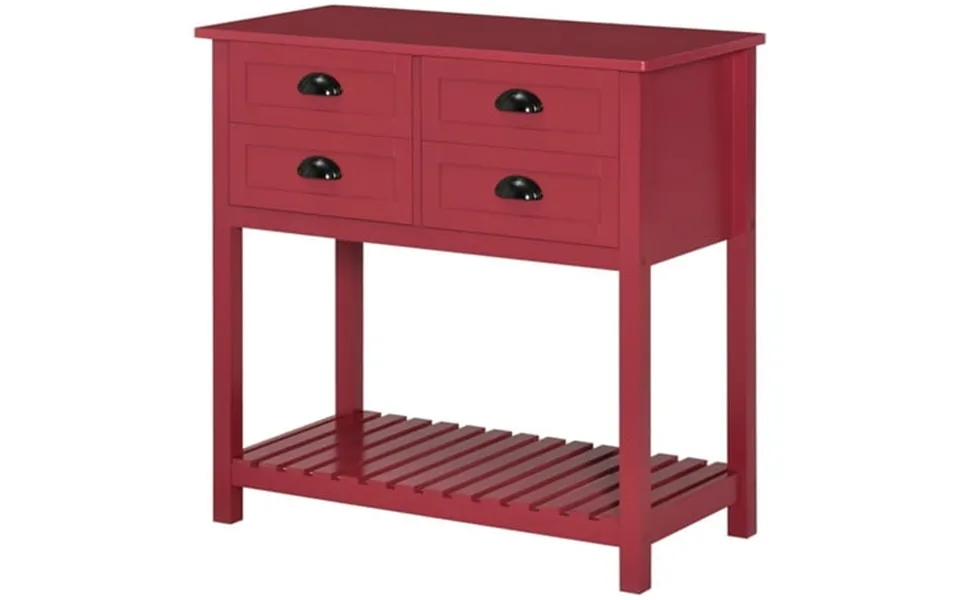 Kitchen Sideboard With Four Easy-glide Utility Drawers And Slatted Bottom Shelf Storage Cabinet With Anti-tipping Strap