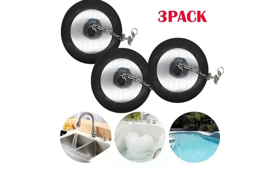 Kitchen Sink Bath Tub Stopper 3pcs Bath Plugs Sink Plug Rubber Drain Stopper Kitchen Sink Plug With Chain