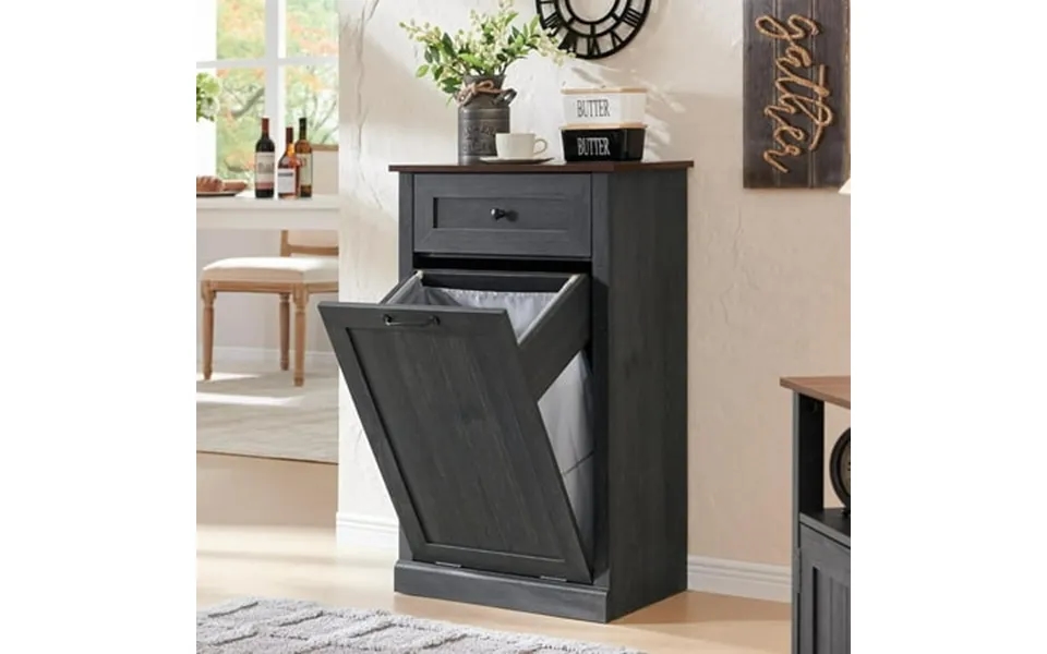 Kitchen Tilt Out Trash Can Cabinet Double Hideaway Garbage Can With Drawers