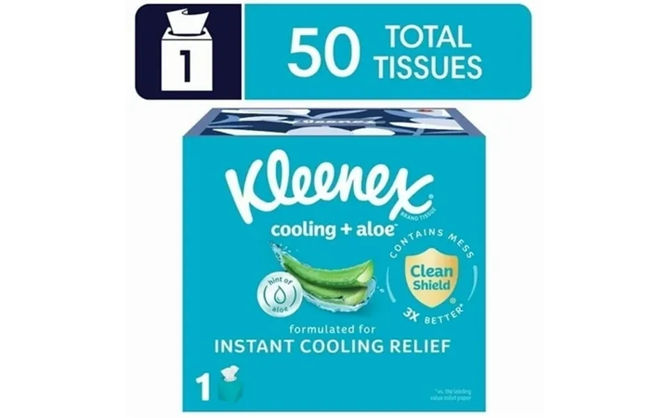 Kleenex Cooling Aloe Facial Tissues 1 Cube Box 50 Tissues Per Box 2-ply 2 Pack