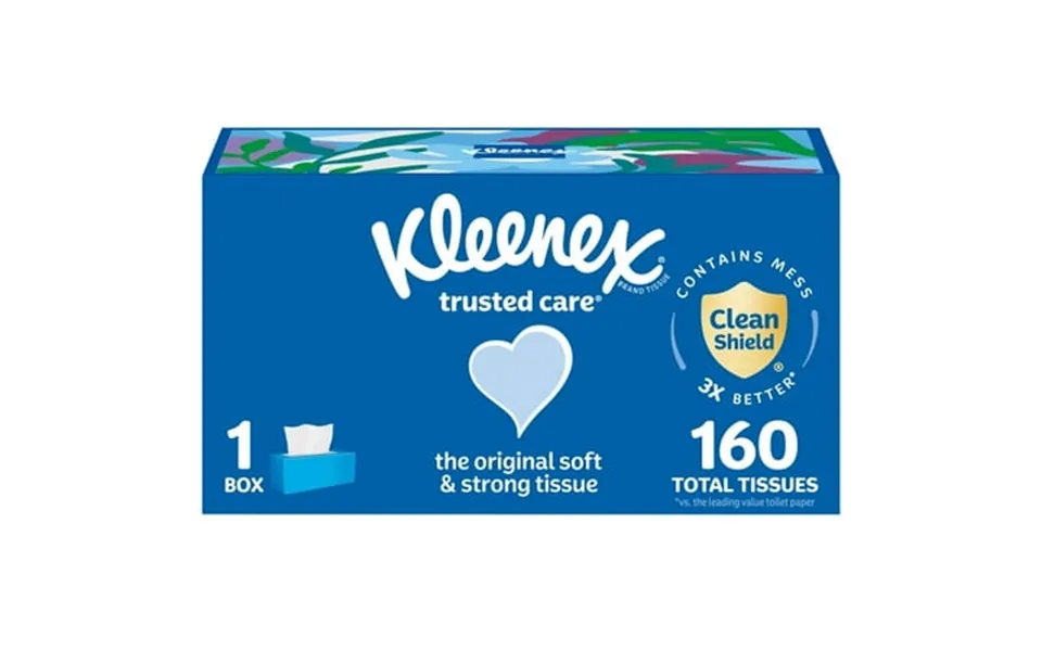 Kleenex Trusted Care Facial Tissues 1 Flat Box 160 Tissues Per Box 2-ply