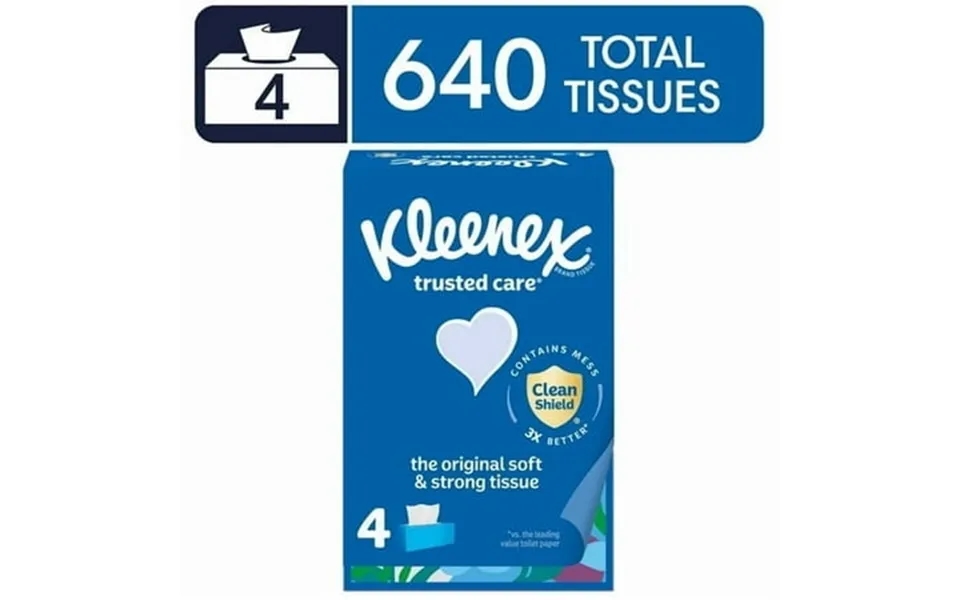Kleenex Trusted Care Facial Tissues 4 Flat Boxes 160 Tissues Per Box 2-ply - 2pack