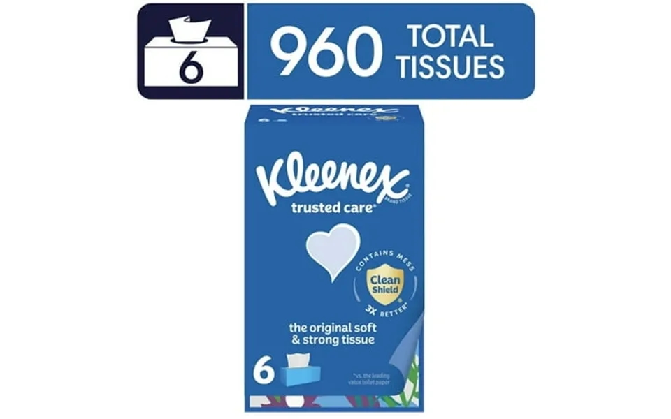 Kleenex Trusted Care Facial Tissues 6 Flat Boxes 160 Tissues Per Box 2-ply - 2 Pack