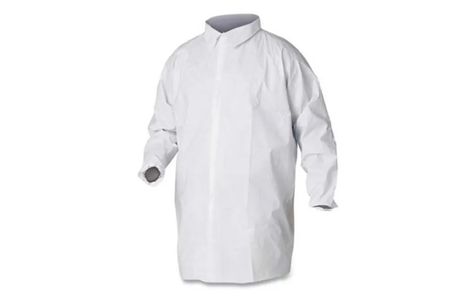 Kleenguard A20 Breathable Particle Protection Lab Coat Hook And Loop Closure Elastic Wrists No Pockets Large White 30 Ca