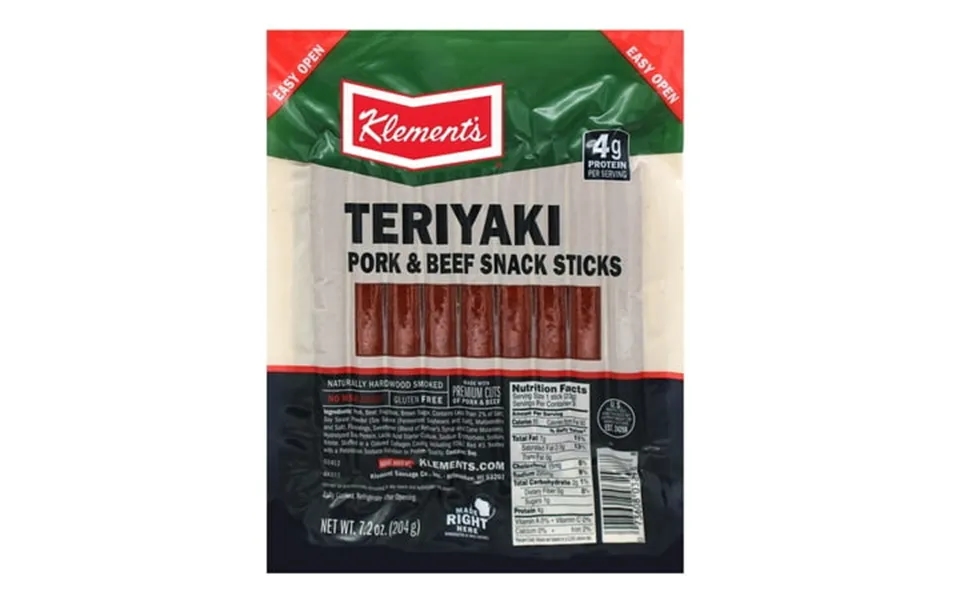 Klement S Teriyaki Snack Sticks Gluten Free 7.2 Oz