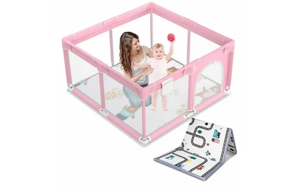 Kmaier Baby Playpen Large Indoor And Outdoor Play Yards 360 Visibility For Toddler-pink