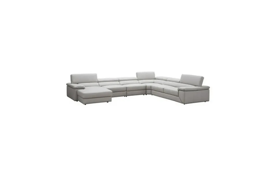 Kobe Premium Leather Sectional Sofa In Silver Grey Right Facing Chase