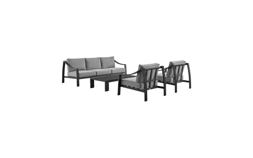 Koda Aluminum Outdoor Sofa In Black And Dark Gray