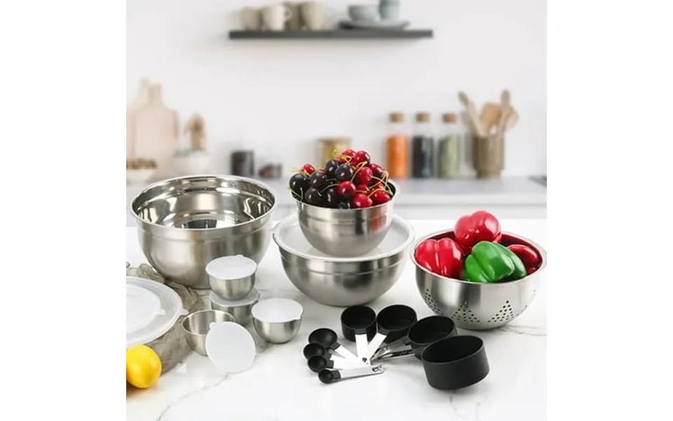 Koomade Mixing Bowls With Lids Set 23pc Stainless Steel Mixing Bowls Set Measuring Cups And Spoons Home Refrigerator And