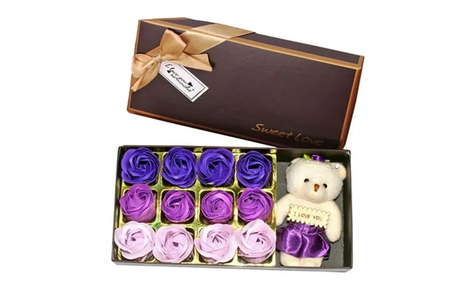 Kraoden New Valentine S Day Bear Gift For Mom Wife Grandma Purple 12 Pcs Eternal Preserved Roses Flowers In A Box Mother