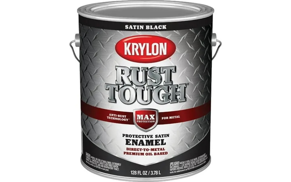 Krylon Rust Tough Dtm Oil-based Satin Rust Control Enamel Black 1 Gal