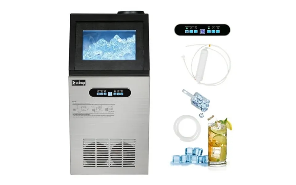 Ktaxon 110lbs 24h Stainless Steel Commercial Freestanding Ice Maker Machine Gray