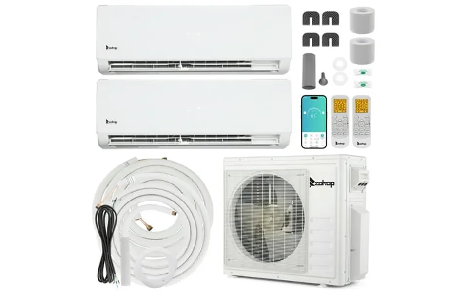 Ktaxon 2 Zone 12000 18000 Btu Wifi Mini Split Ac Heating System 20 Seer2 21 Seer2 27000 Btu Ductless Split Air Condition