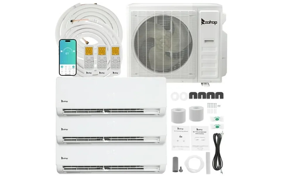 Ktaxon 3 Zone 12000 12000 18000 Btu Wifi Mini Split Ac Heating System 21 Seer2 Ductless Ac 36000 Btu Ductless Split Air