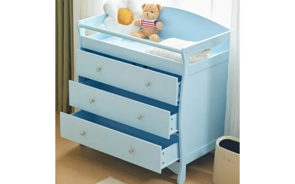 Ktaxon 3-drawer Changing Table Wood Infant Diaper Changing Station Baby Dresser For Nursery Light Blue