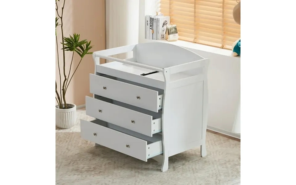 Ktaxon 3-drawer Changing Table Wood Infant Diaper Changing Station Baby Dresser For Nursery White