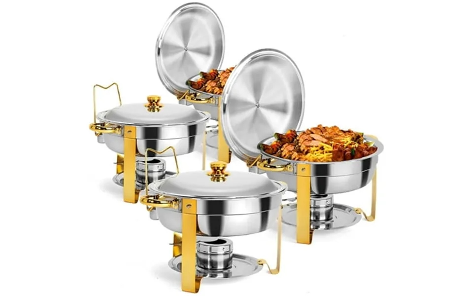 Ktaxon 4 Pack Chafing Dish For Buffet With Lid Holder 5 Quart Stainless Steel Buffet Set Round Chafers And Warmers Sets
