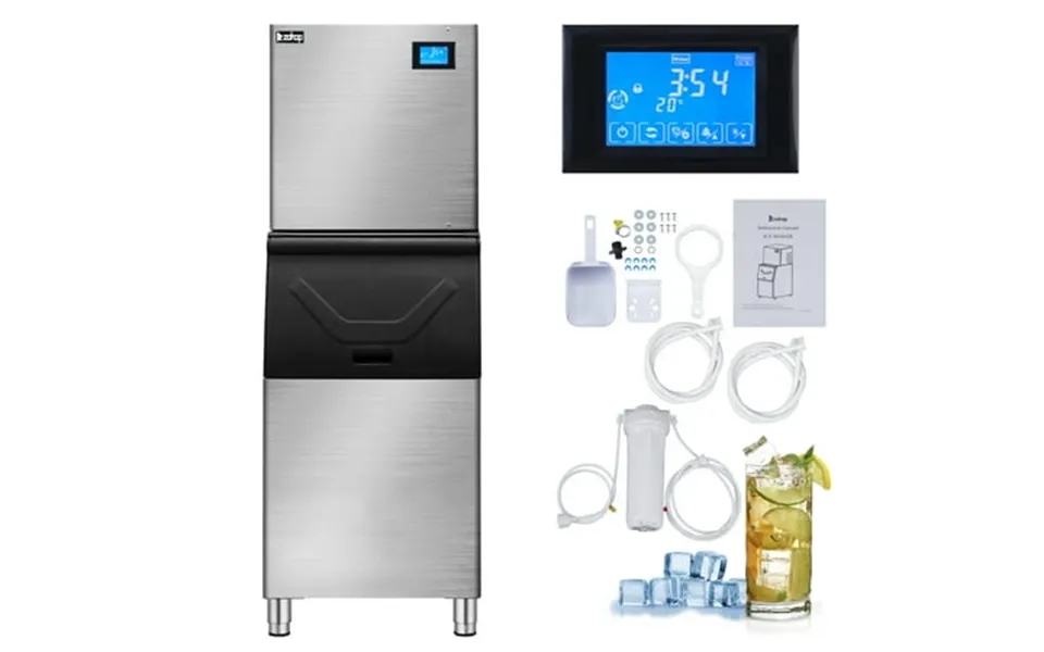 Ktaxon 550lbs 24h Commercial Ice Maker Machine & 300lbs Storage Bin Commercial Ice Machine With Lcd Touch Control Panel