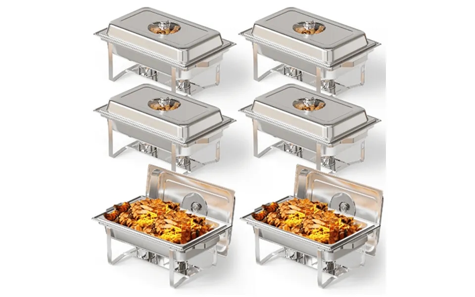 Ktaxon 6 Pack Chafing Dish For Buffet With Glass Lid 8 Quart Stainless Steel Buffet Set Rectangular Chafers And Warmers