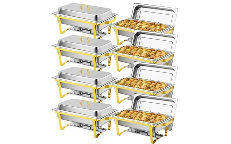 Ktaxon 8 Pack Chafing Dish For Buffet 8 Quart Stainless Steel Buffet Set Rectangular Chafers And Warmers Sets For Party