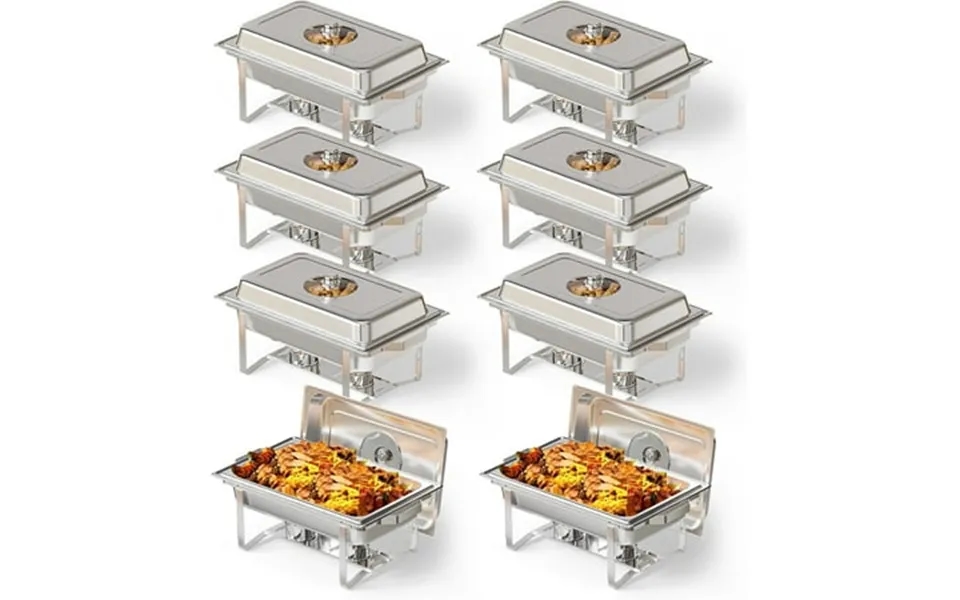 Ktaxon 8 Pack Chafing Dish For Buffet With Glass Lid 8 Quart Stainless Steel Buffet Set Rectangular Chafers And Warmers