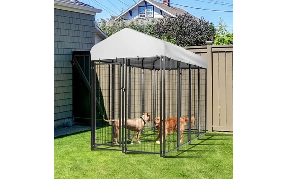 Ktaxon 8×4×6ft Dog Kennel With Waterproof Roof Cover Outside Covered Kennel Outdoor Dog Playpen