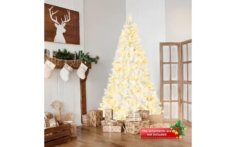 Ktaxon 8ft Pre-lit White Christmas Tree With Remote Control Full Prelighted Xmas Tree With 670 Led Lights 2008 Branch Ti