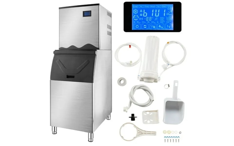 Ktaxon Commercial Ice Maker Machine 400lbs 24h Smart Lcd Panel Commercial Ice Machine With 280lbs Storage For Restaurant