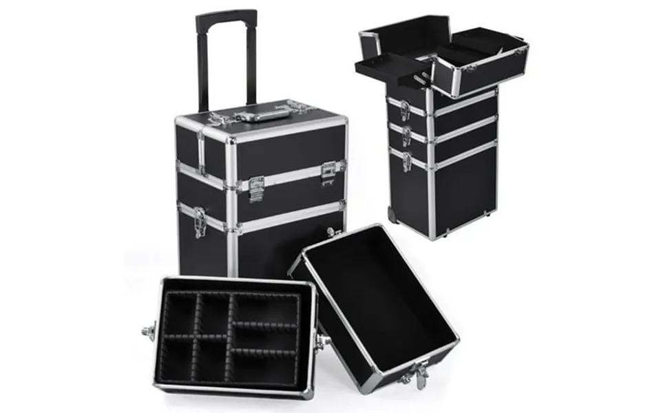 Ktaxon Professional 4in1 Interchangeable Aluminum Rolling Makeup Case