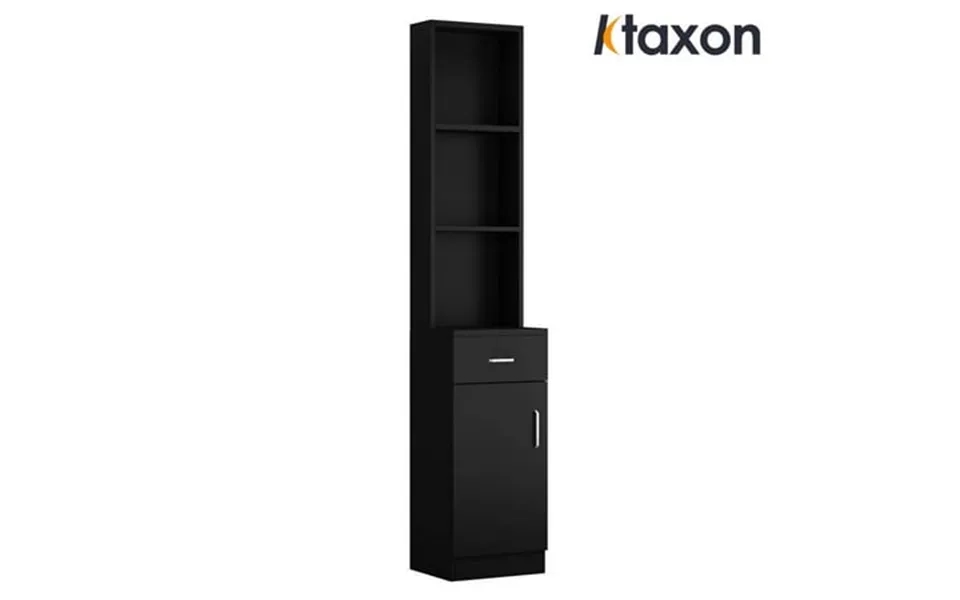 Ktaxon Tall Bathroom Cabinet Freestanding Linen Tower Barber Station W Open Display Shelves & Drawer Black
