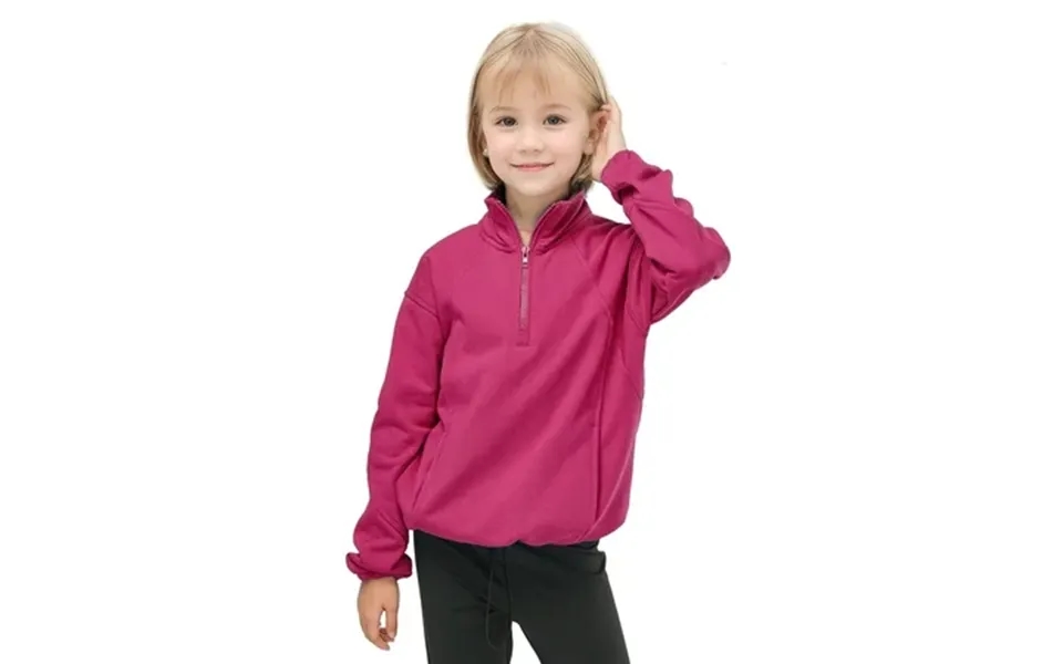 Kuleyang Little Girls Hooded Sweatshirt Half Zipper Collar Cropped Hoodies Long Sleeve Fleece Zip Up Pullover Fall Winte