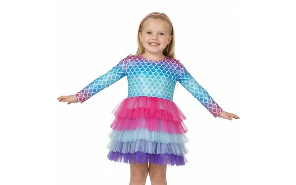 Kuleyang Toddler Girls Colorful Layered Tutu Dress Sparkling Mermaid Scales Long Sleeve Fall Winter Tulle Ruffle Party D