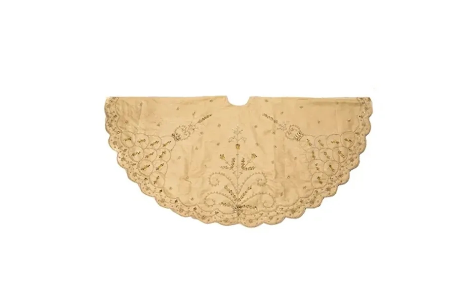 Kurt Adler Gold With Embroidery Beads And Sequins Holiday Tree Skirt 48 Inches