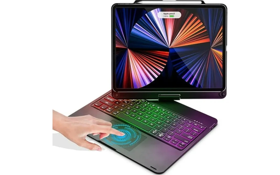 Kvago Multi-touch Trackpad Keyboard For Ipad Pro 12.9 Inch Generation 5th 4th 3rd Gen 2022 Backlight Keyboard 360 Rotata