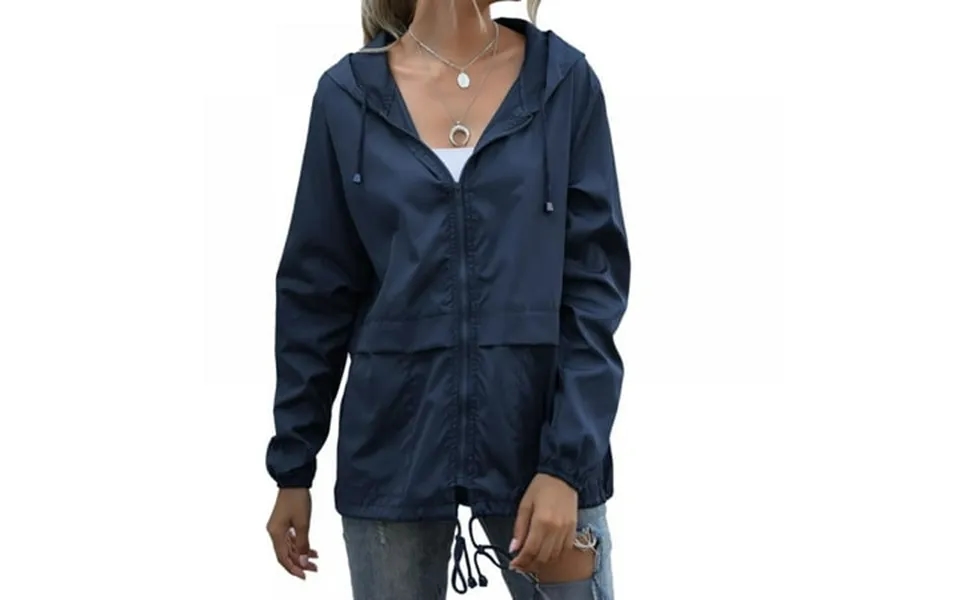 Ladies Fashion Outdoor Hiking Rain Jacket Thin Section Waterproof Clothing Hooded Drawstring Jacket